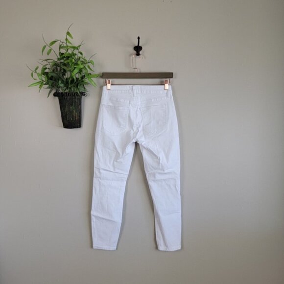 Pistola Skinny Distressed White Mid Rise Jegging Ankle Crop Stretch Jeans 26 - Picture 14 of 16